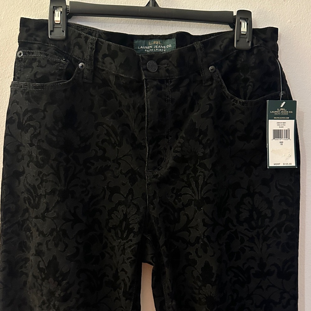 Lauren Ralph Lauren Black Floral Straight Leg Pants - Picture 2 of 10